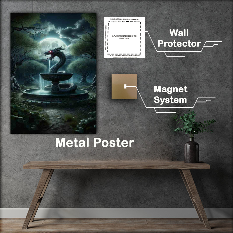 Buy Metal Poster : (Gothic Serpent in the center of a gothic fountain)