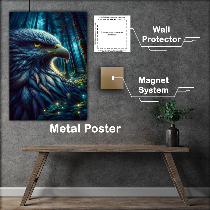 Buy Metal Poster : (Majestic Eagle Gaze in Mystic Wilderness)