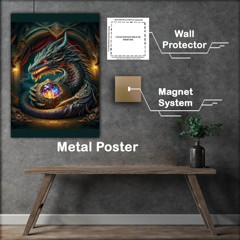 Buy Metal Poster : (Mystic Dragon Guardian of Enchanted Gem)
