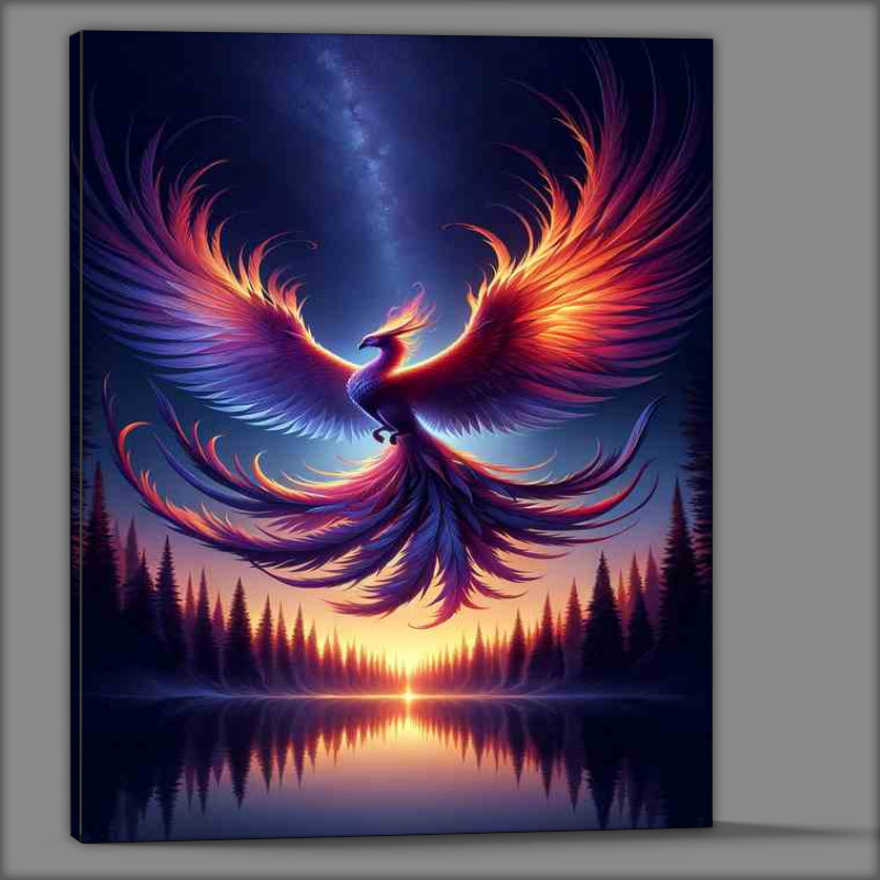 Buy Canvas : (Mystic Phoenix Twilight Resurgence in mid flight)