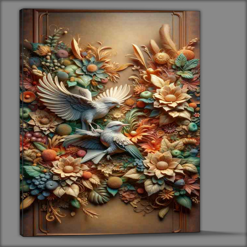 Buy Canvas : (Sculpted Bird Elegance Botanical Art Extravaganza)