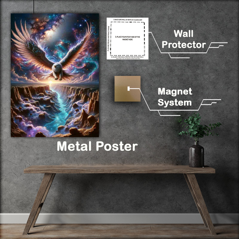 Buy Metal Poster : (Stellar Griffon Soaring Across a Cosmic Canyon)