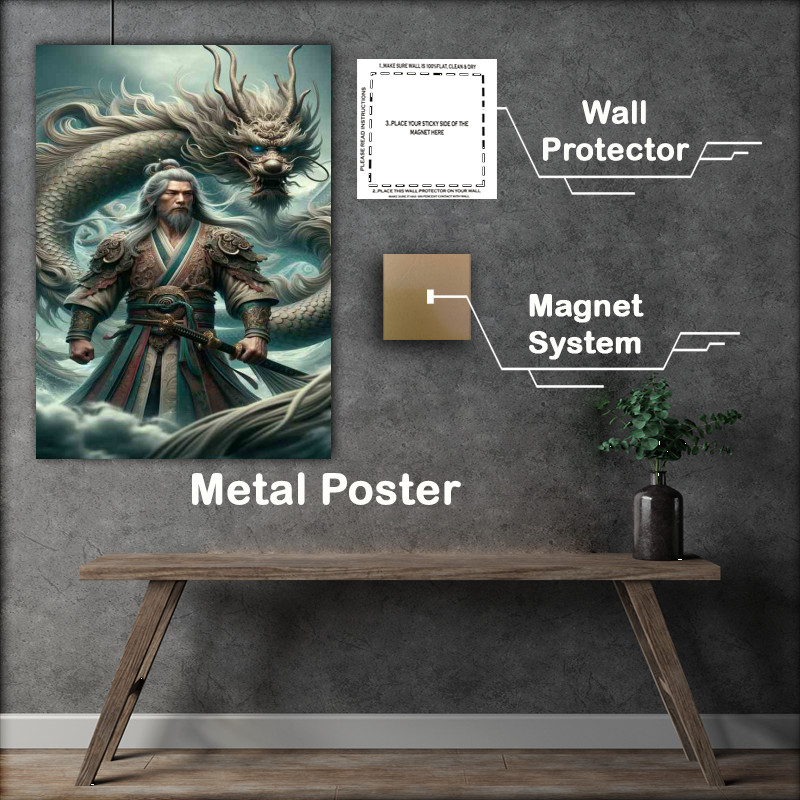 Buy Metal Poster : (Warrior with Mythical Dragon Spirit)