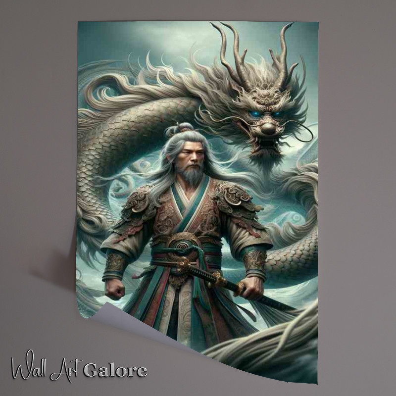 Buy Unframed Poster : (Warrior with Mythical Dragon Spirit)