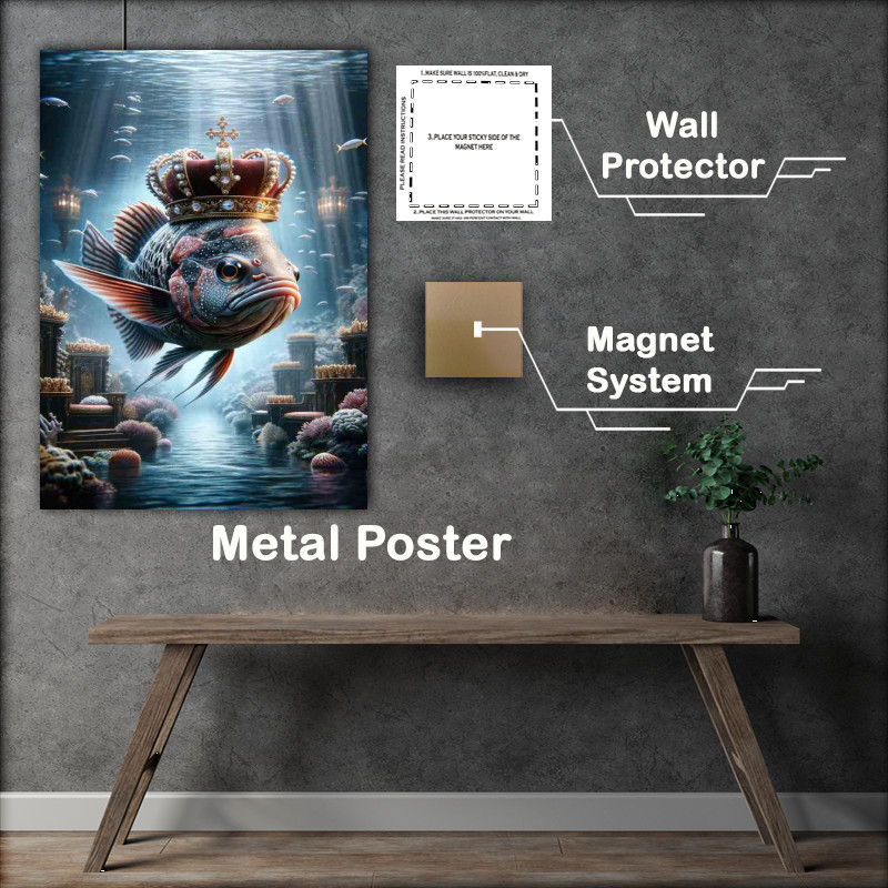 Buy Metal Poster : (Aristocratic Fish Monarch in Royal Crown)