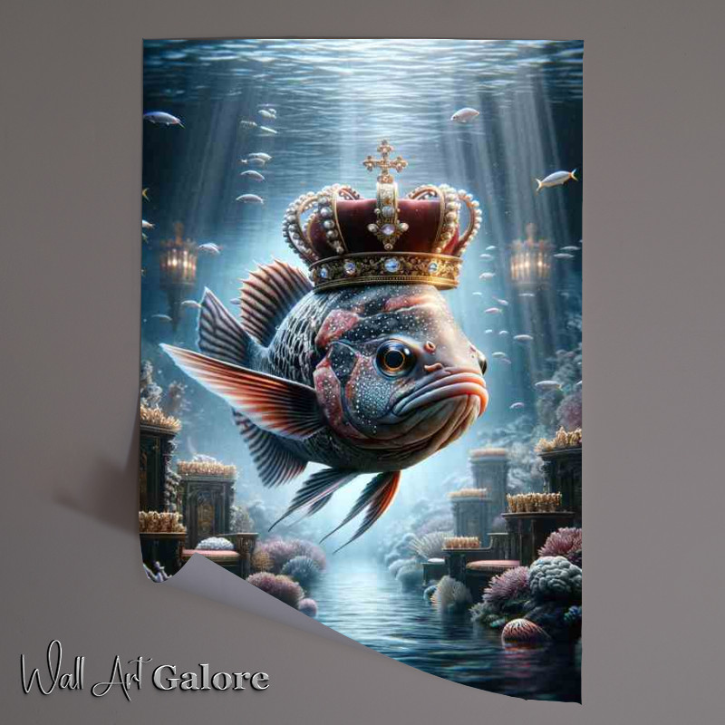 Buy Unframed Poster : (Aristocratic Fish Monarch in Royal Crown)