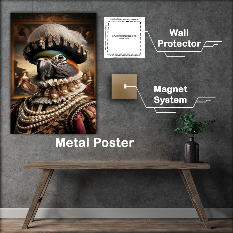 Buy Metal Poster : (Aristocratic Parrot in Renaissance Noble Attire)