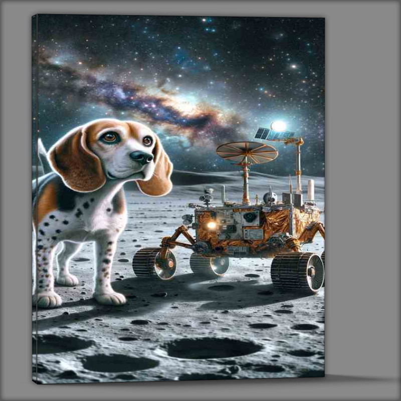 Buy Canvas : (Astronomical Beagle Discovering a Moon Rover)