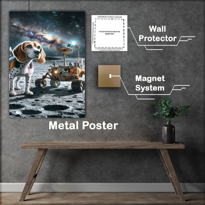 Buy Metal Poster : (Astronomical Beagle Discovering a Moon Rover)