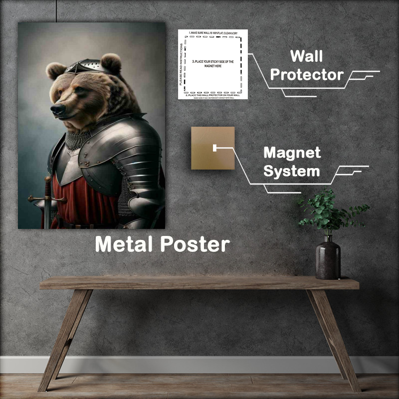 Buy Metal Poster : (Bear in Medieval Knight Attire)
