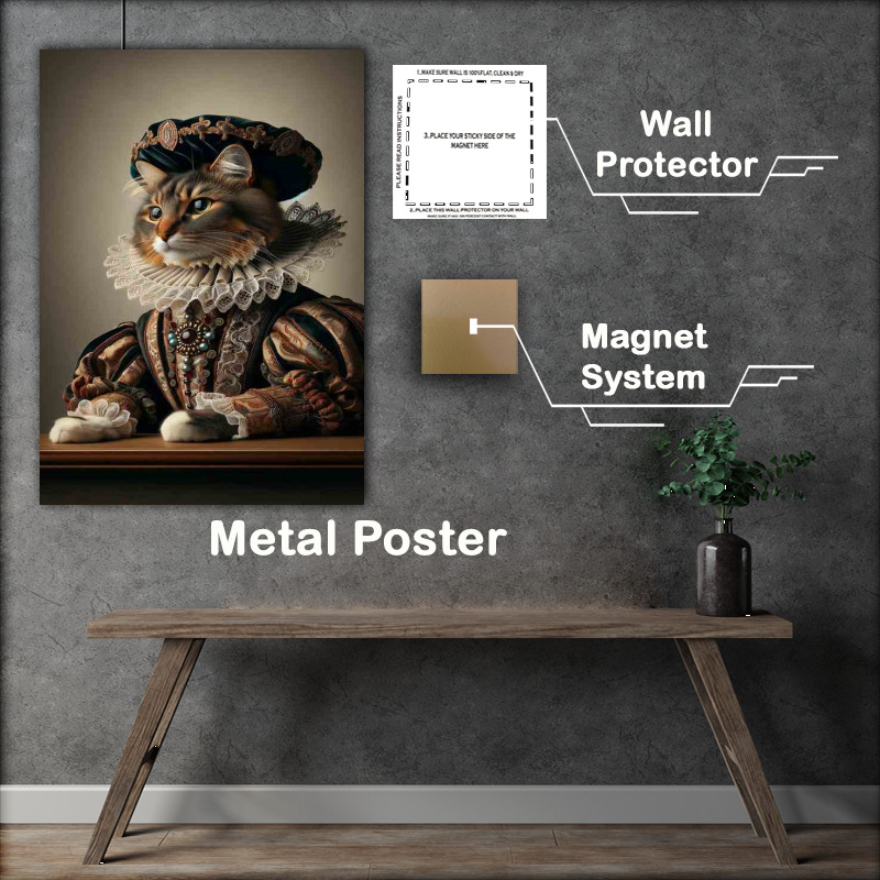 Buy Metal Poster : (Cat Aristocrat in Regal Renaissance Attire)