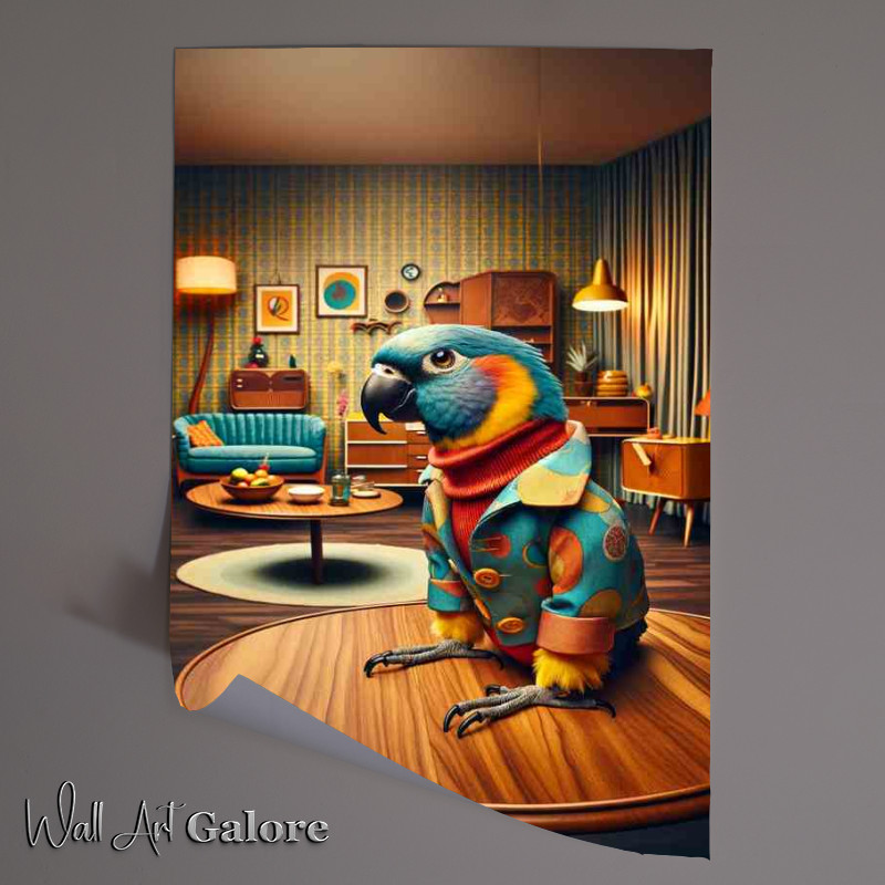Buy Unframed Poster : (Charming Parrot Model in Retro Photoshoot)