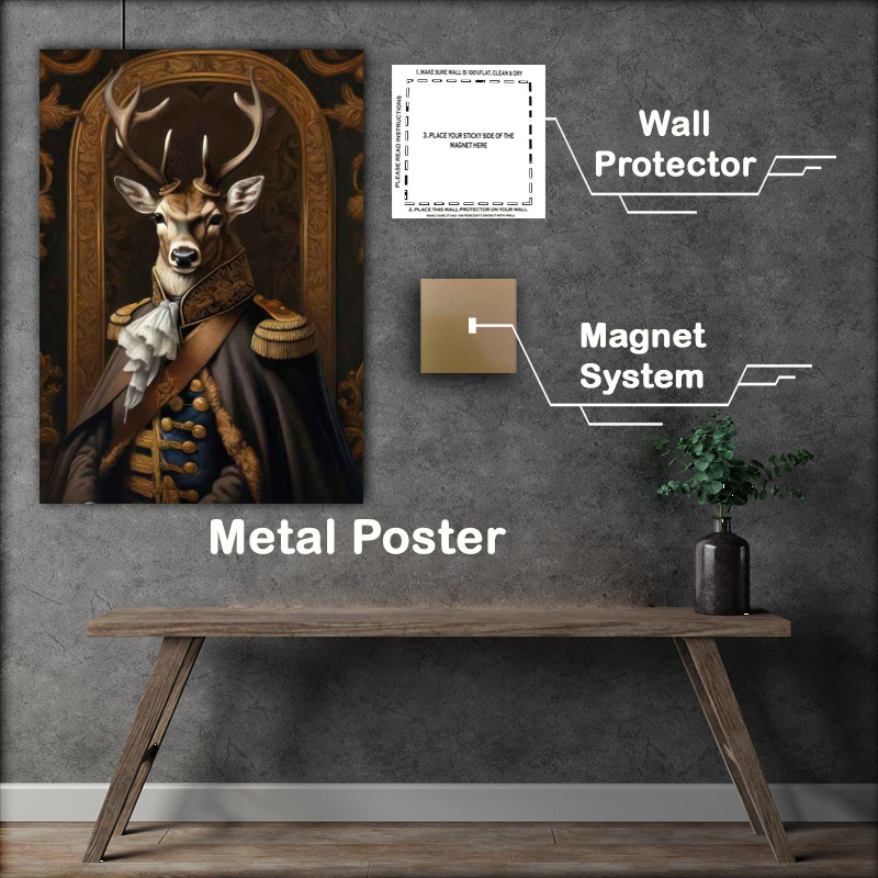 Buy Metal Poster : (Elegant Deer Aristocrat in Vintage Attire)