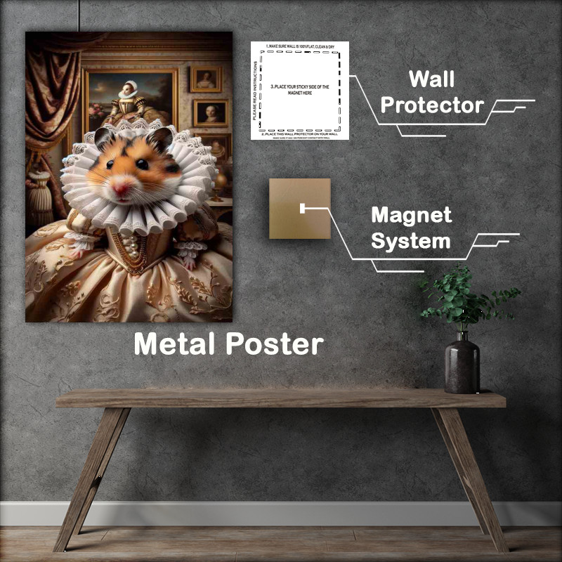 Buy Metal Poster : (Elegant Hamster in Regal Elizabethan Dress)