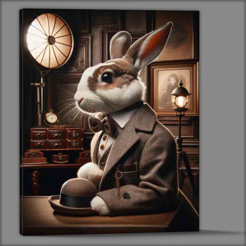 Buy Canvas : (Elegant Rabbit Model in Vintage Photoshoot)