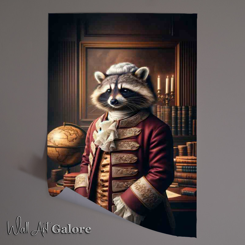 Buy Unframed Poster : (Elegant Raccoon Aristocrat in Vintage Attire)