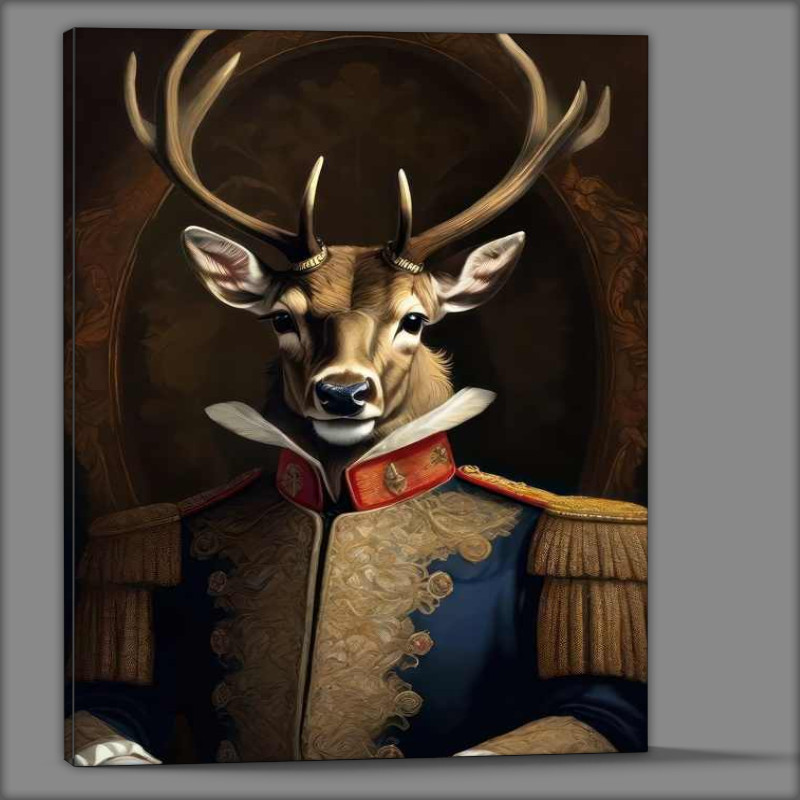 Buy Canvas : (Elegant stag in Uniform in a photoshoot)