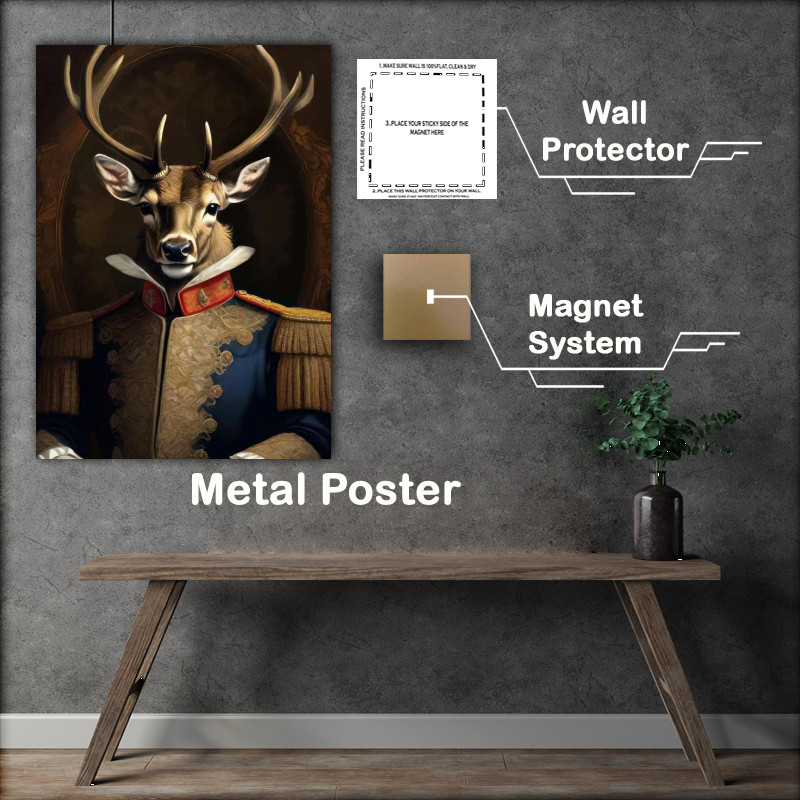 Buy Metal Poster : (Elegant stag in Uniform in a photoshoot)
