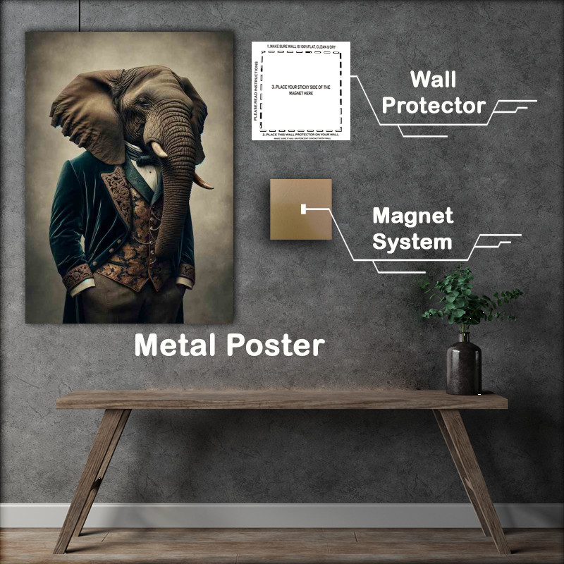 Buy Metal Poster : (Elephant in Victorian Aristocrat Attire)