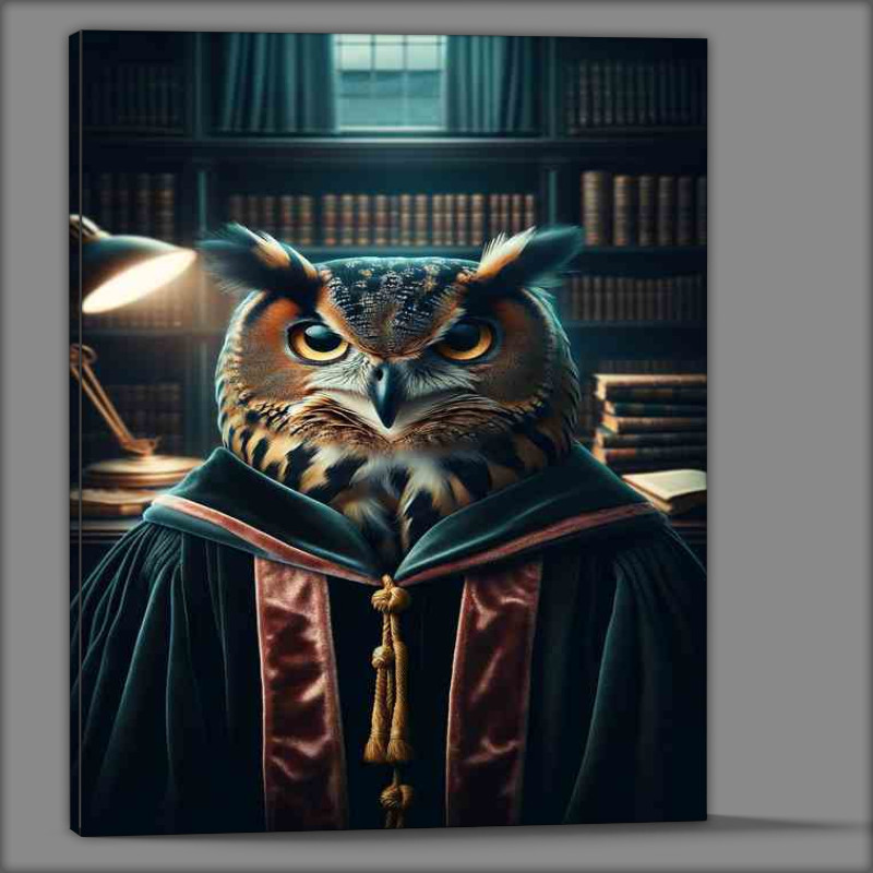 Buy Canvas : (Enigmatic Owl Scholar in Academic Robes)