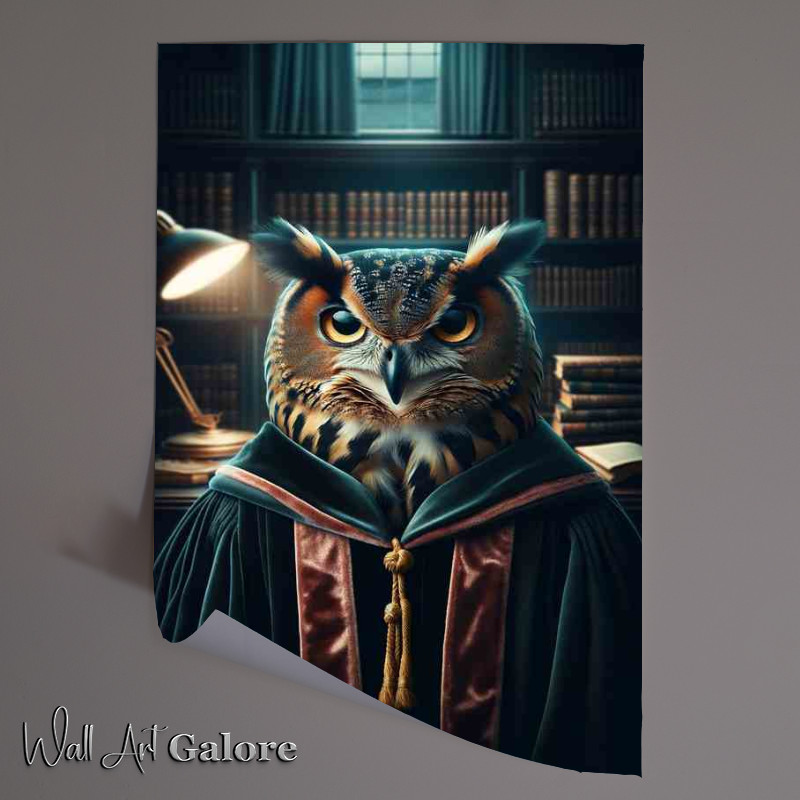 Buy Unframed Poster : (Enigmatic Owl Scholar in Academic Robes)