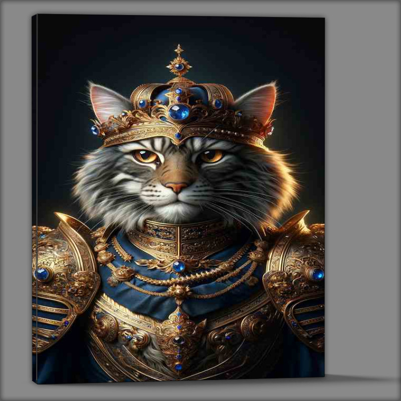Buy Canvas : (Feline Monarch in Ornate Armor)