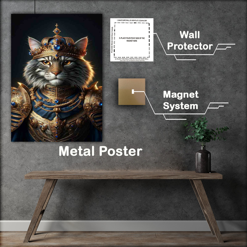 Buy Metal Poster : (Feline Monarch in Ornate Armor)