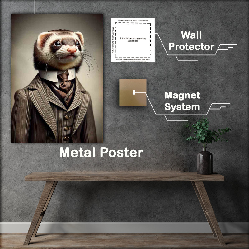Buy Metal Poster : (Ferret in Victorian Gentlemans Suit)