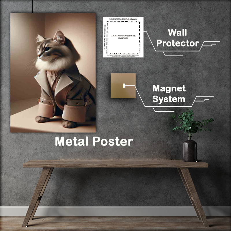 Buy Metal Poster : (Glamorous Cat Model in Fashion Shoot)