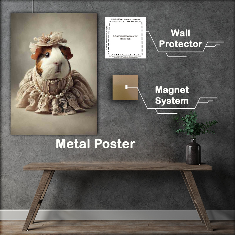 Buy Metal Poster : (Guinea Pig in Victorian Lady Garb)