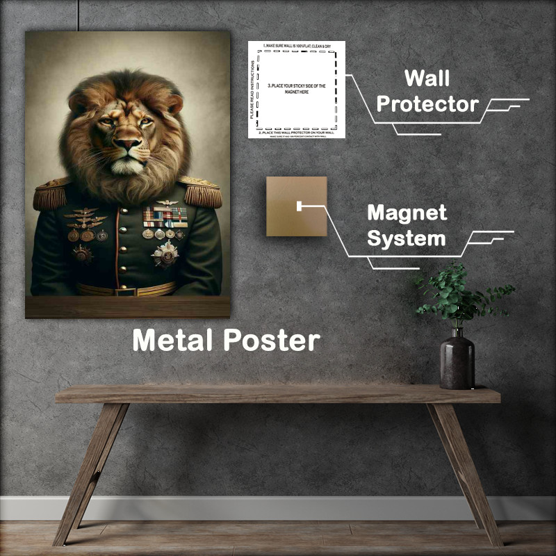 Buy Metal Poster : (Lion General in Military Uniform)