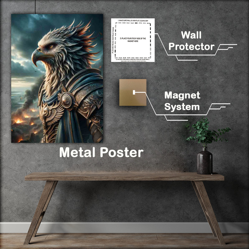 Buy Metal Poster : (Majestic Griffin Commander in Battle Gear)
