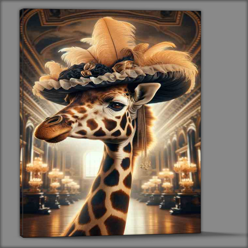 Buy Canvas : (Noble Giraffe Lady in Feathered Hat)