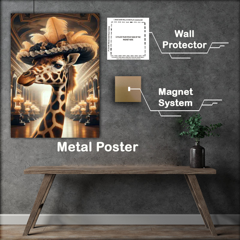 Buy Metal Poster : (Noble Giraffe Lady in Feathered Hat)