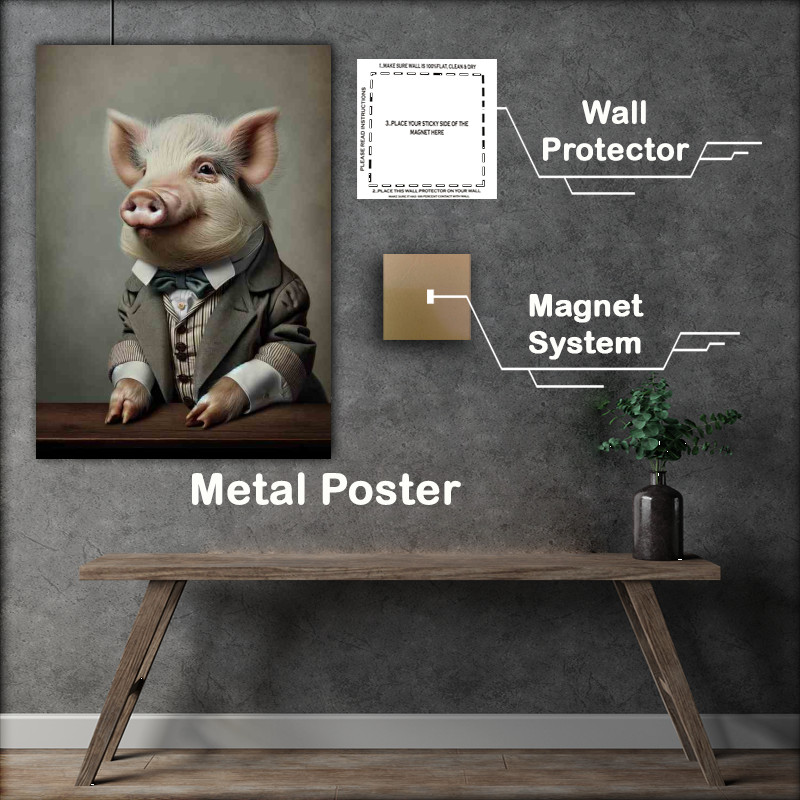 Buy Metal Poster : (Noble Pig in Victorian Gentleman Attire)