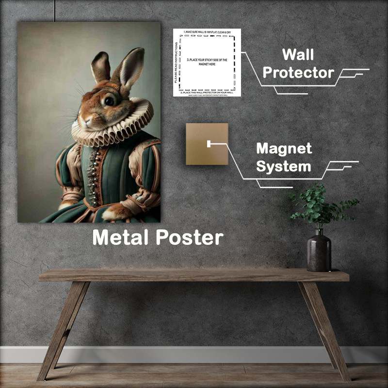 Buy Metal Poster : (Rabbit Courtier in Elegant Tudor Garments)