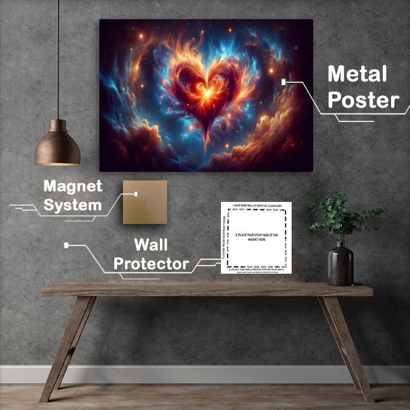 Buy Metal Poster : (Cosmic Love Heart Celestial Art)