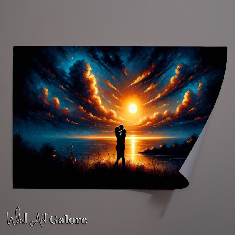 Buy Unframed Poster : (Couple Sunset Silhouette Love)