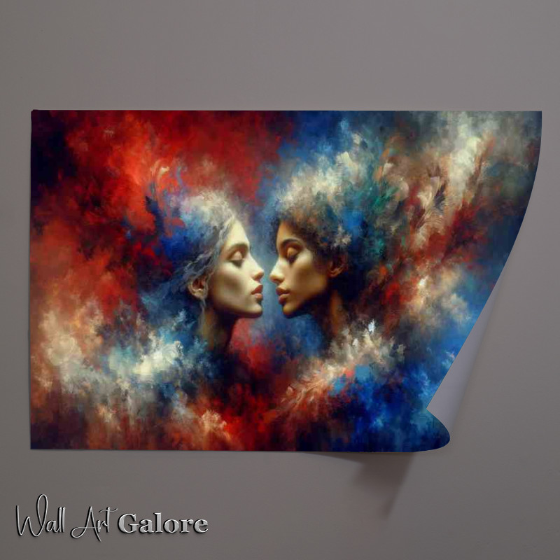 Buy Unframed Poster : (Female Couple Love Artistic Representation with love dust)