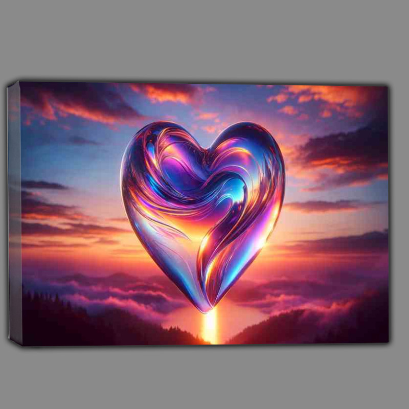 Buy Canvas : (Glass Heart Against Sunset Vista)