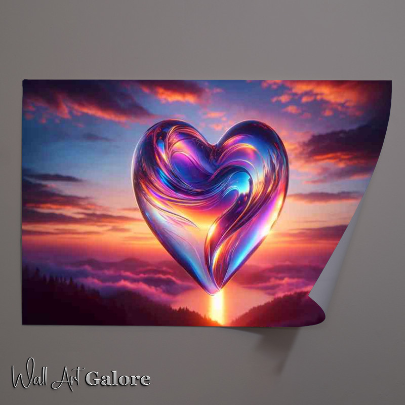 Buy Unframed Poster : (Glass Heart Against Sunset Vista)
