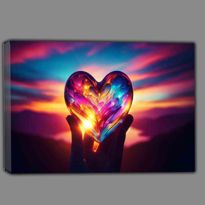 Buy Canvas : (Glass Heart Sunset Silhouette Art)