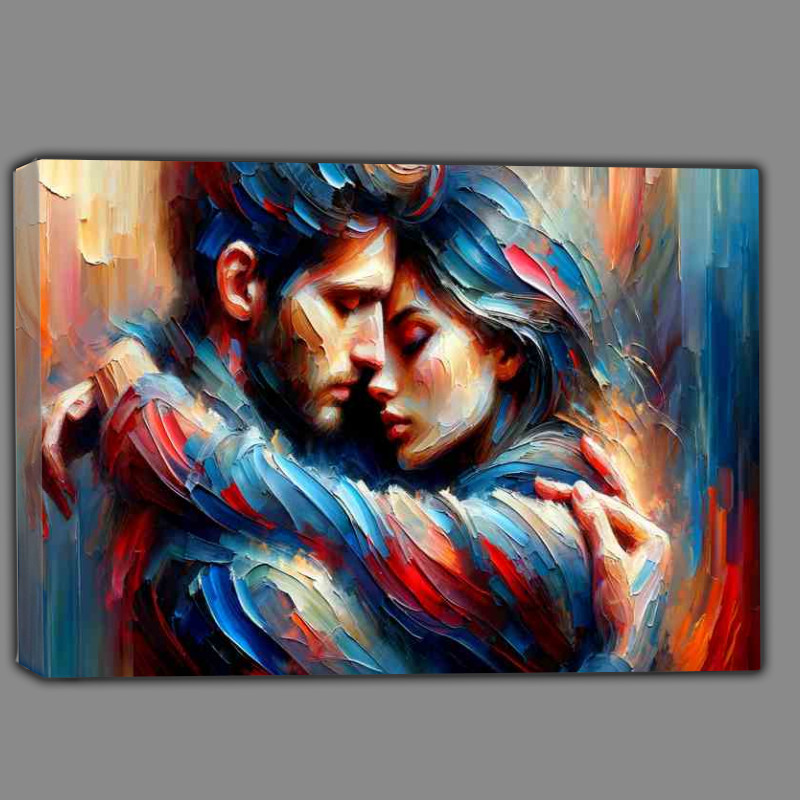 Buy Canvas : (Intimate Couple Embrace Abstract Art)