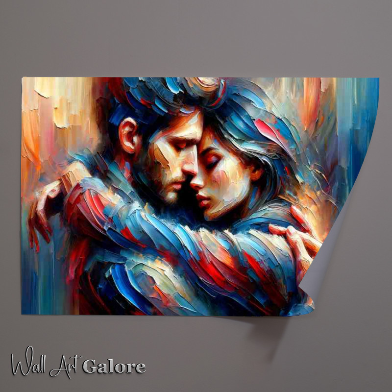 Buy Unframed Poster : (Intimate Couple Embrace Abstract Art)