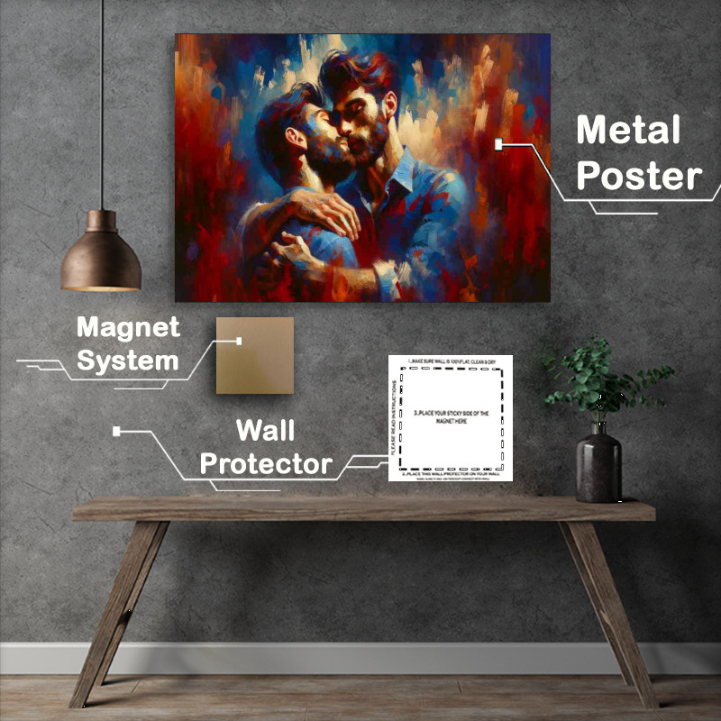 Buy Metal Poster : (Male Couple Love Artistic Representation in love)