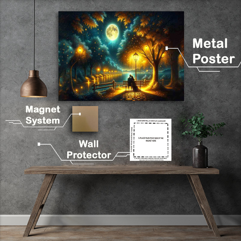 Buy Metal Poster : (Moonlight Serenade Digital Art couple in love)