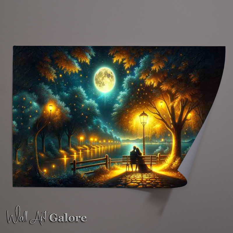 Buy Unframed Poster : (Moonlight Serenade Digital Art couple in love)