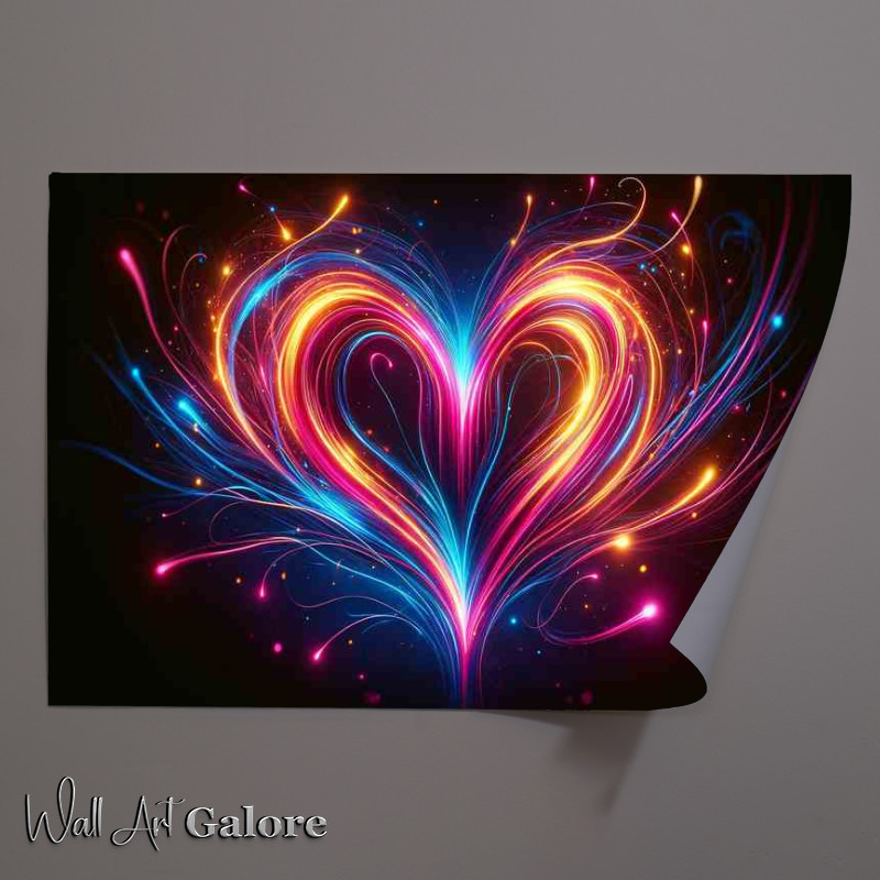 Buy Unframed Poster : (Neon Love Heart Abstract Art)