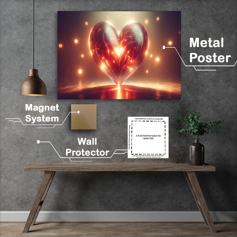 Buy Metal Poster : (Romantic Ambiance Love Heart Glowing Warmth)