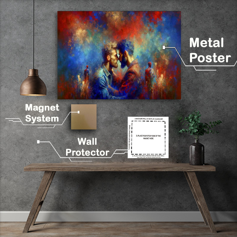 Buy Metal Poster : (Romantic Male Couple Love Artistic Representation)